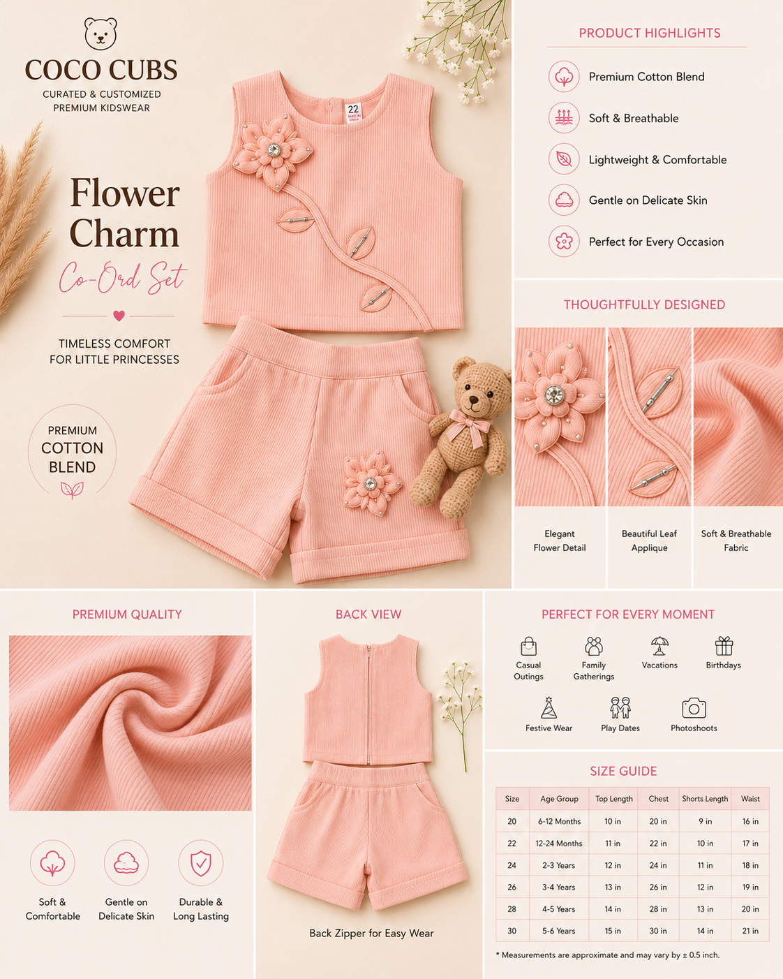 Flower charm coord set
