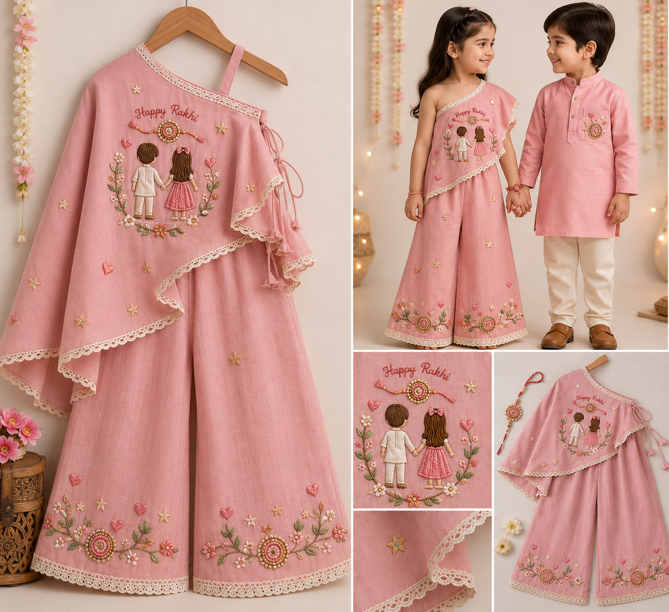 Rakhi sibling collection in Blush Pink