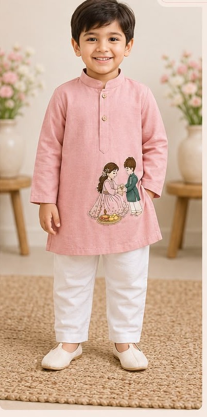 Gulabi Bandhan Kurta Set (Boys)
