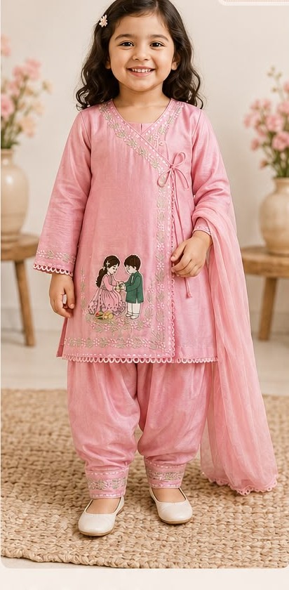 Gulabi Bandhan Kurta Set (Girls)